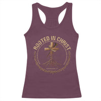 Rooted In Christ Racerback Tank Top Jesus Christian Cross Bible Verse - Wonder Print Shop