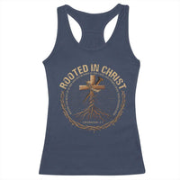 Rooted In Christ Racerback Tank Top Jesus Christian Cross Bible Verse - Wonder Print Shop