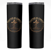 Rooted In Christ Skinny Tumbler Jesus Christian Cross Bible Verse - Wonder Print Shop
