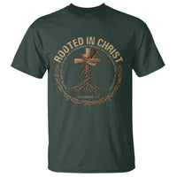 Rooted In Christ T Shirt Jesus Christian Cross Bible Verse - Wonder Print Shop