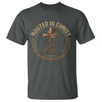Rooted In Christ T Shirt Jesus Christian Cross Bible Verse - Wonder Print Shop