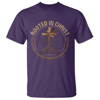 Rooted In Christ T Shirt Jesus Christian Cross Bible Verse - Wonder Print Shop