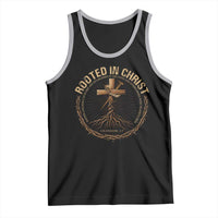 Rooted In Christ Tank Top Jesus Christian Cross Bible Verse - Wonder Print Shop