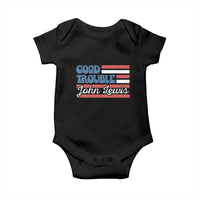 Funny John Lewis Good Trouble Baby Onesie Vintage American Flag - Wonder Print Shop