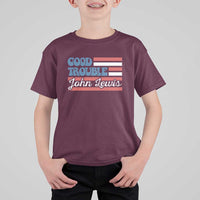 Funny John Lewis Good Trouble T Shirt For Kid Vintage American Flag - Wonder Print Shop