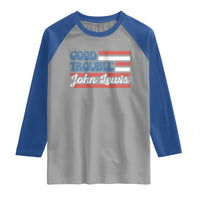 Funny John Lewis Good Trouble Raglan Shirt Vintage American Flag - Wonder Print Shop