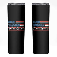 Funny John Lewis Good Trouble Skinny Tumbler Vintage American Flag - Wonder Print Shop