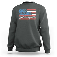 Funny John Lewis Good Trouble Sweatshirt Vintage American Flag - Wonder Print Shop