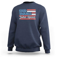Funny John Lewis Good Trouble Sweatshirt Vintage American Flag - Wonder Print Shop