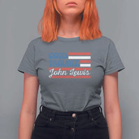 Funny John Lewis Good Trouble T Shirt For Women Vintage American Flag - Wonder Print Shop