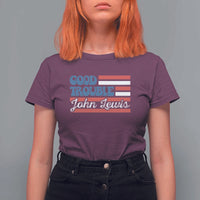 Funny John Lewis Good Trouble T Shirt For Women Vintage American Flag - Wonder Print Shop