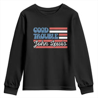Funny John Lewis Good Trouble Youth Sweatshirt Vintage American Flag - Wonder Print Shop