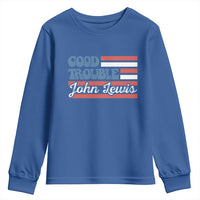 Funny John Lewis Good Trouble Youth Sweatshirt Vintage American Flag - Wonder Print Shop