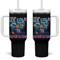 Funny Enjoy An Ice Cold Glass Of Deportation Tumbler With Handle American Flag - Wonder Print Shop