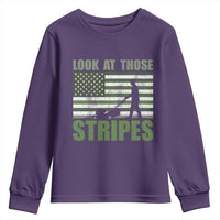 Funny Gardening Lawn Mower Youth Sweatshirt Look At Those Stripes American Flag - Wonder Print Shop