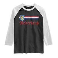 Nederland Holland Emblem Lion Vintage Dutch Flag Raglan Shirt