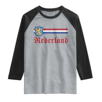 Nederland Holland Emblem Lion Vintage Dutch Flag Raglan Shirt