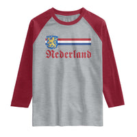 Nederland Holland Emblem Lion Vintage Dutch Flag Raglan Shirt