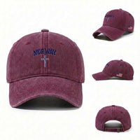 Norway Vintage Soccer Design The Nordic Cross Flag Washed Cotton Baseball Cap
