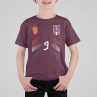 Norway Football Crest Jersey Style T Shirt For Kid Number 9 Viking Athletic for Soccer Fan