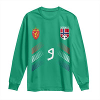 Norway Football Crest Jersey Style Long Sleeve Shirt Number 9 Viking Athletic for Soccer Fan