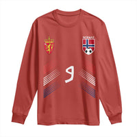 Norway Football Crest Jersey Style Long Sleeve Shirt Number 9 Viking Athletic for Soccer Fan