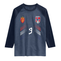 Norway Football Crest Jersey Style Raglan Shirt Number 9 Viking Athletic for Soccer Fan