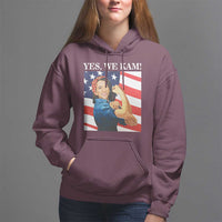 Harris 2024 Hoodie Yes We Kam Strong Woman American Flag - Wonder Print Shop