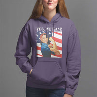 Harris 2024 Hoodie Yes We Kam Strong Woman American Flag - Wonder Print Shop