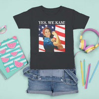 Harris 2024 T Shirt For Kid Yes We Kam Strong Woman American Flag - Wonder Print Shop