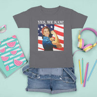 Harris 2024 T Shirt For Kid Yes We Kam Strong Woman American Flag - Wonder Print Shop