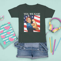 Harris 2024 T Shirt For Kid Yes We Kam Strong Woman American Flag - Wonder Print Shop