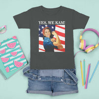 Harris 2024 T Shirt For Kid Yes We Kam Strong Woman American Flag - Wonder Print Shop