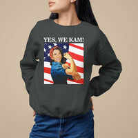 Harris 2024 Sweatshirt Yes We Kam Strong Woman American Flag - Wonder Print Shop