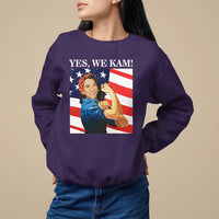 Harris 2024 Sweatshirt Yes We Kam Strong Woman American Flag - Wonder Print Shop
