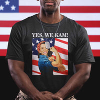 Harris 2024 T Shirt Yes We Kam Strong Woman American Flag - Wonder Print Shop