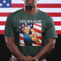 Harris 2024 T Shirt Yes We Kam Strong Woman American Flag - Wonder Print Shop