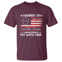 Harris'24 For The People I'm With Her T Shirt Vintage Betsy American Flag 2024 Election - Wonder Print Shop
