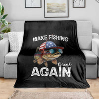 Funny Make Fishing Great Again Throw Blanket Bass Fishing - Wonder Print Shop