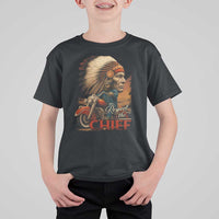 Indian American Rider T Shirt For Kid Respect The Native Chief Native American Motorcycle - Wonder Print Shop
