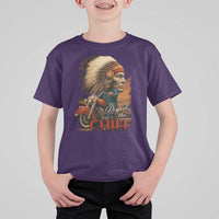 Indian American Rider T Shirt For Kid Respect The Native Chief Native American Motorcycle - Wonder Print Shop