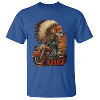 Indian American Rider T Shirt Respect The Native Chief Native American Motorcycle - Wonder Print Shop
