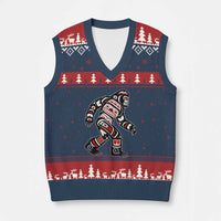Bigfoot Native American Northwest Coast Art V-Neck Knit Sweater Vest - Wonder Print Shop