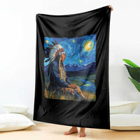 Native American Indian Van Goghs Starry Night Throw Blanket - Wonder Print Shop
