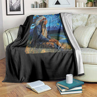 Native American Indian Van Goghs Starry Night Throw Blanket - Wonder Print Shop