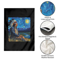 Native American Indian Van Goghs Starry Night Garden Flag - Wonder Print Shop