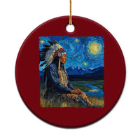 Native American Indian Van Goghs Starry Night Ceramic Ornament