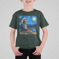 Native American Indian Van Goghs Starry Night T Shirt For Kid - Wonder Print Shop