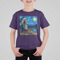 Native American Indian Van Goghs Starry Night T Shirt For Kid - Wonder Print Shop