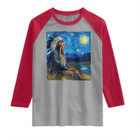 Native American Indian Van Goghs Starry Night Raglan Shirt - Wonder Print Shop